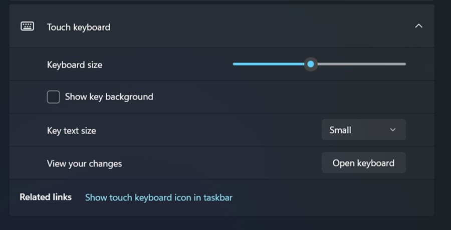 Change the Touch Keyboard Size
