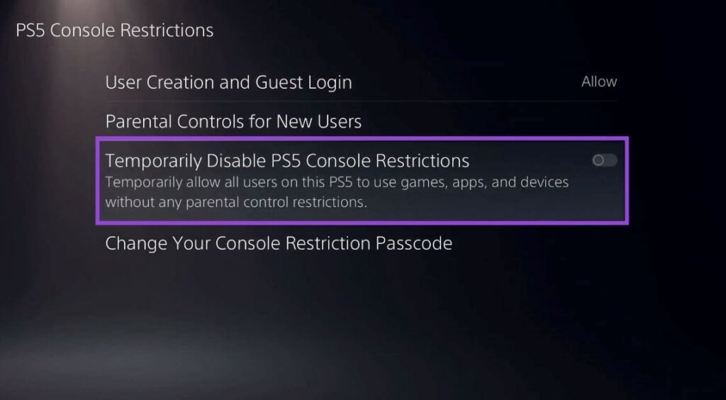 Check Console Restrictions