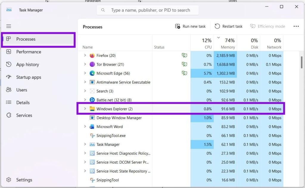 Restart Explorer