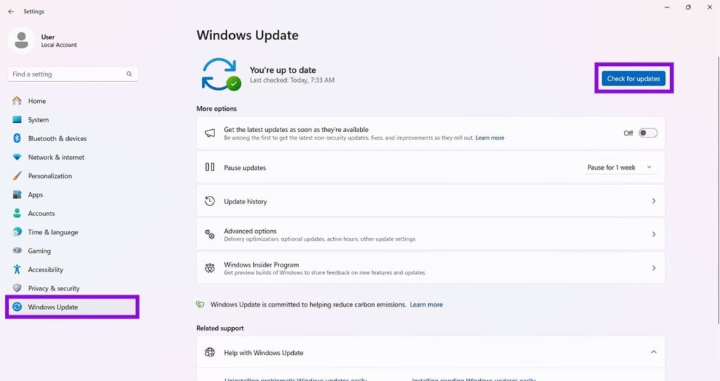 Open Windows Update