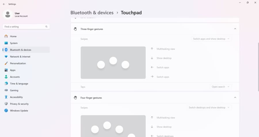Review Your Touchpad Gestures